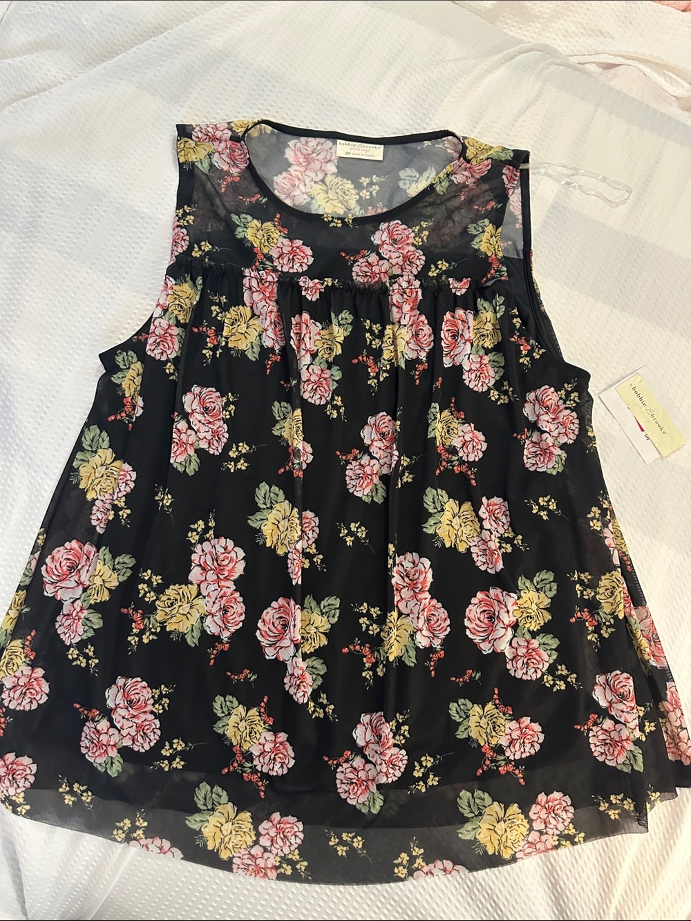 Bobbie Brooks Black Floral Chiffon Sleeveless Camisole
